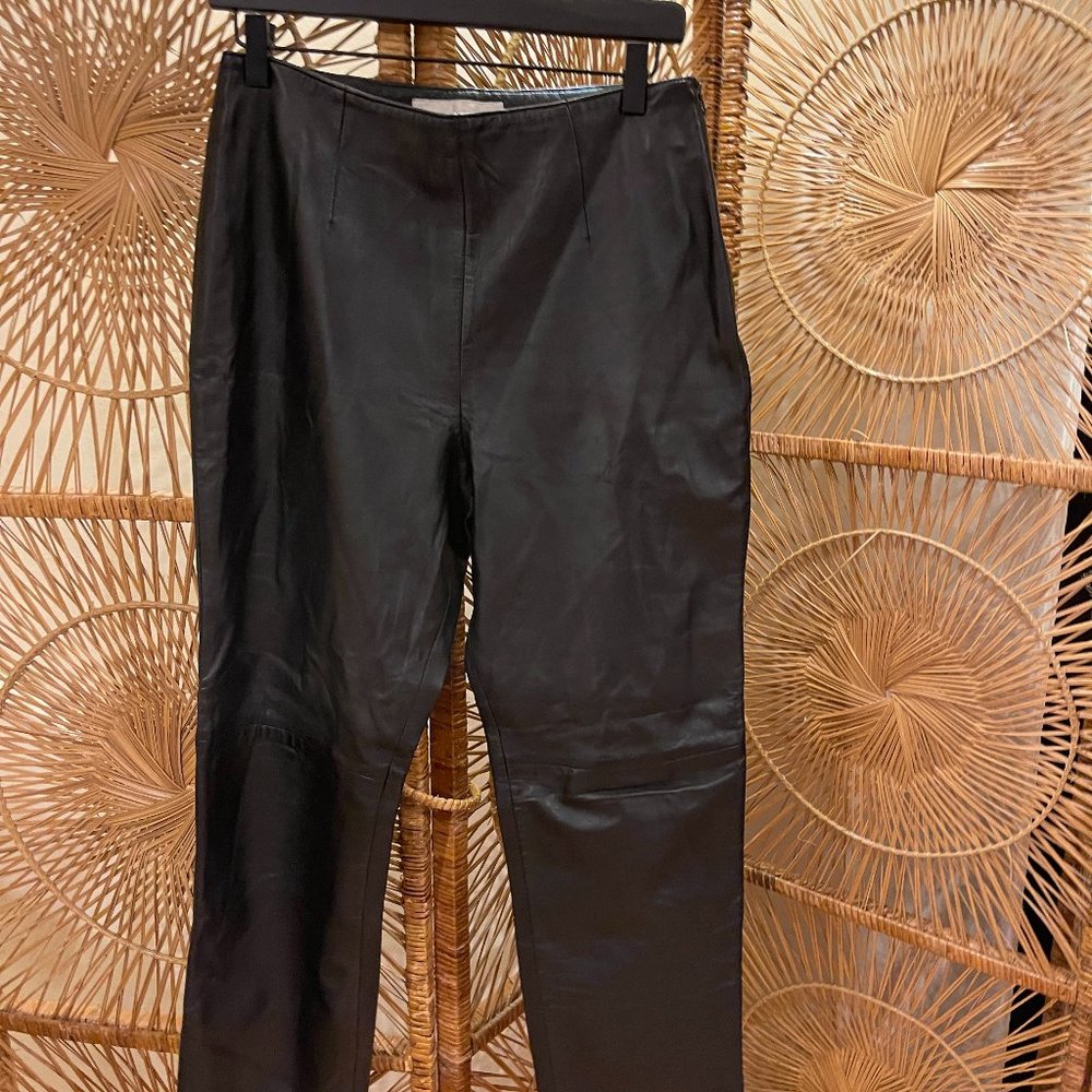 Vintage black leather pants SZ 8 by margaret godfrey circa 90s fully lined